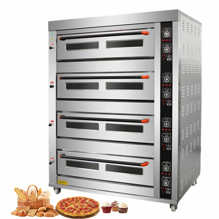 

4 Four Deck Industrial Horno Panadera Forno Pizze a G Pizzaofen Pizza Ofen Para Pan Con vapor G Type Bread Maker Baking Oven