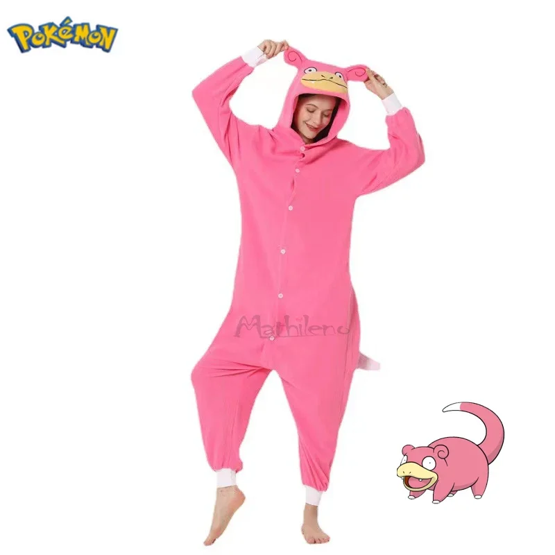 Pikachu Slowpoke Cosplay Costume Onesie Christmas Pajamas Women One-Piece Halloween Kigurumi Full Body Pijama Whole Clothes