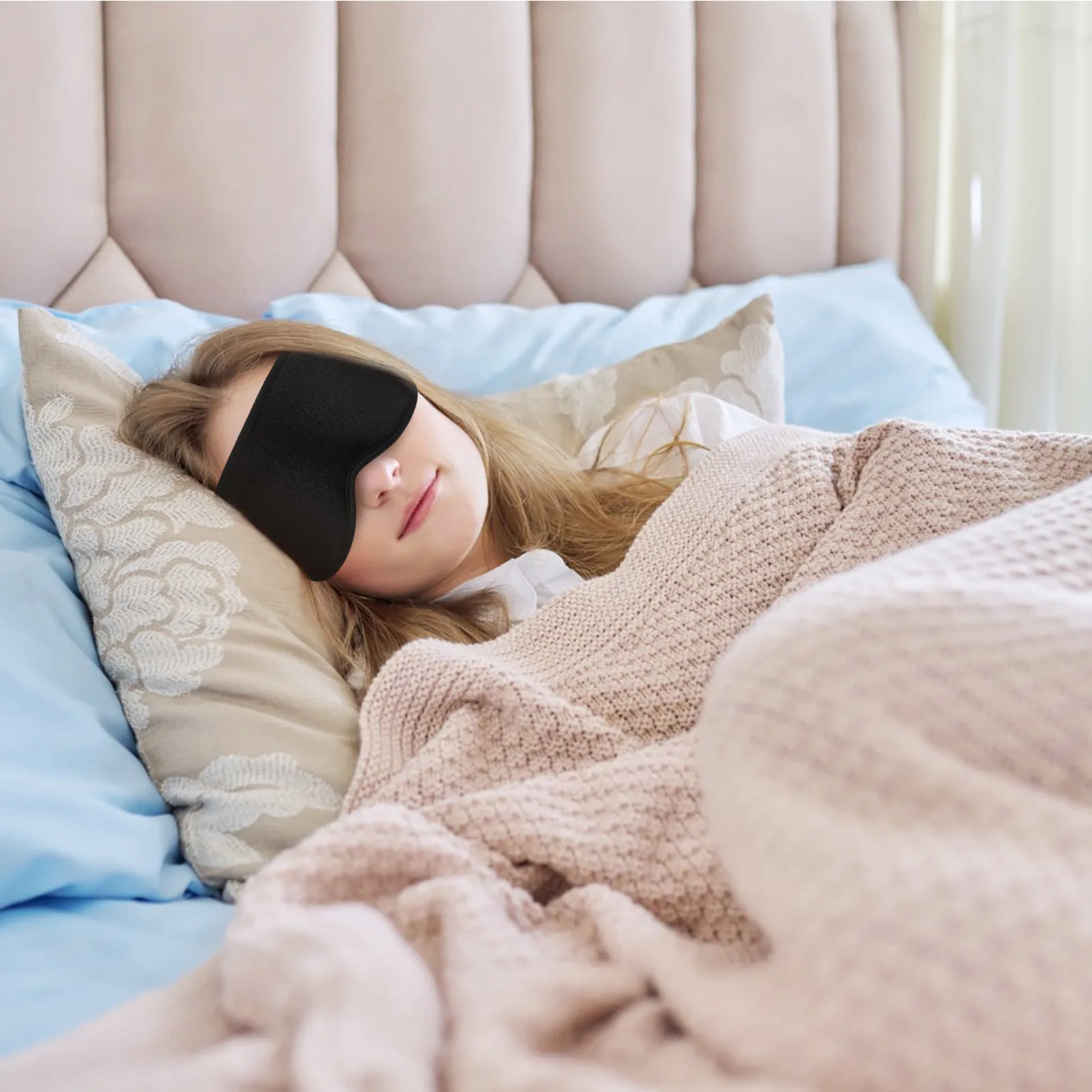 

3D Contouring Sleep Eye Mask Breathable Light Blocking Adjustable Elastic Band One-Piece Nose Bridge Design for Women Sleeping