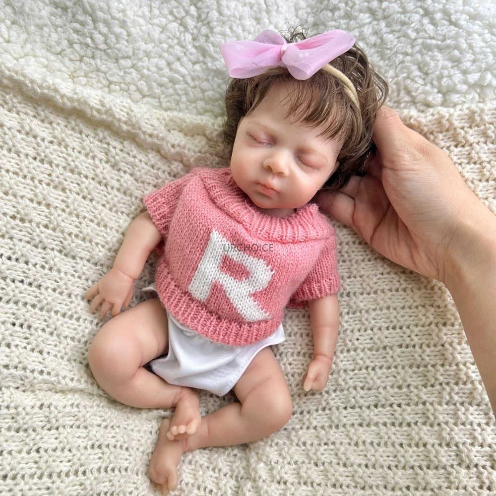 （Big discounts）Mini 30cm Reborn Baby Girl 12Inch With Rooted Hair Full Silicone Washable Body Soft Doll Christmas Gift for Demen