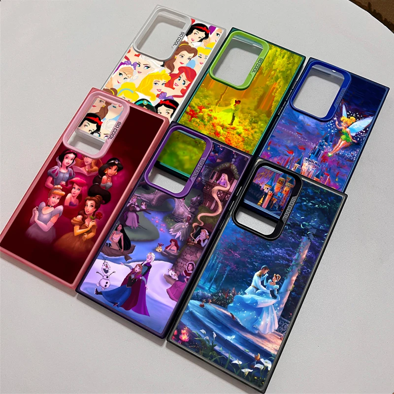 Disney Elsa Cinderella Tinker Bell Matte Phone Case For Samsung Galaxy S24 S23 S22 S21 S20 FE Ultra Plus Acrylic Hard Cover