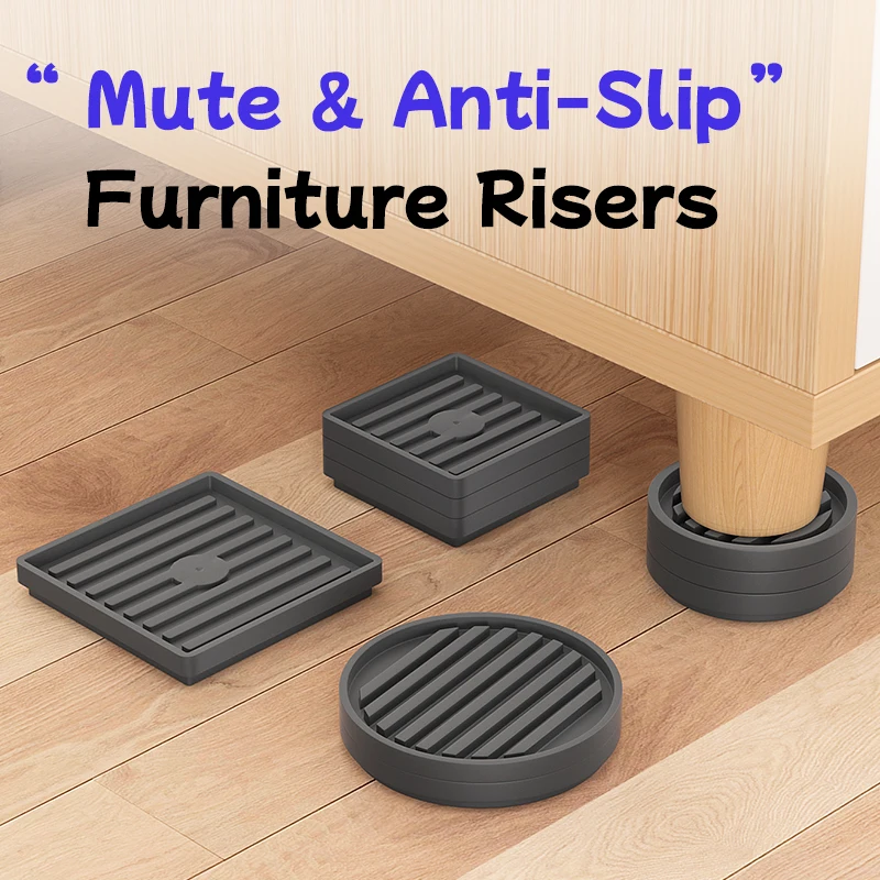 Almohadillas negras redondas/cuadradas para patas de muebles – Protectores apilables, recortables, antideslizantes, resistentes al desgaste, silenciosos y antideslizantes para patas de silla