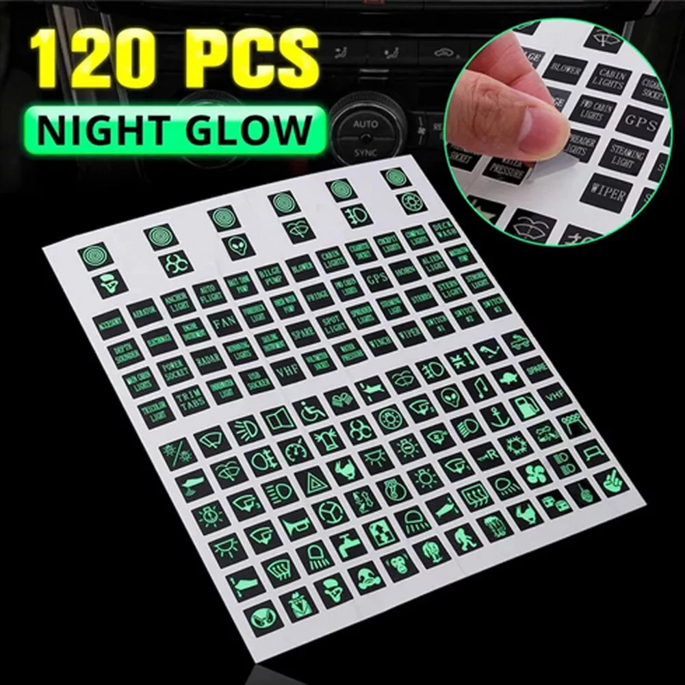 120 Sticker Rocker Switch Label Decal Circuit Panel Glow Luminous Sticker For Car Marine Boat Switches Relays Decoration Labels