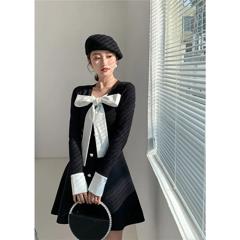 

Ele Knitted Dr Knot Evening Gown Women's Faion High Waist Princ Sve A-Line Skirt for Par Birthday