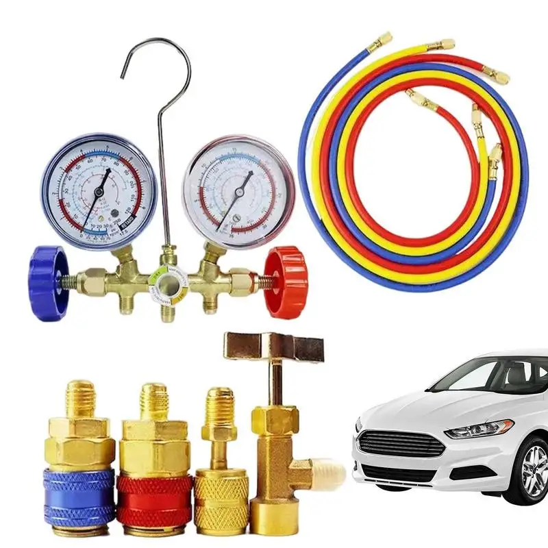 

Ac Gauge Set Manifold Refrigeration Diagnostic Tools Double Meter With Adapter For Automotive Air Conditioning Car A/C System