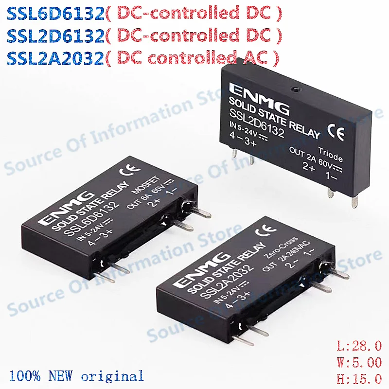 5Pcs Solid State Relay 5-24VDC 4Pin 6A SSL6D6132/SSL2D6132/SSL2A2032 for Electronics Market