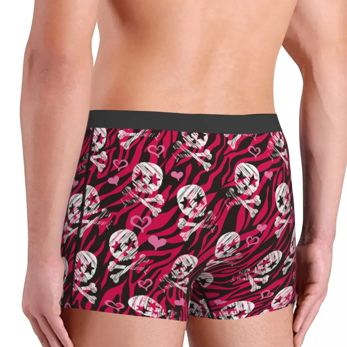 Men\'s Grunge Zebra Star Skull Print Underwear Humor Boxer Briefs Shorts Panties Homme Soft Underpants