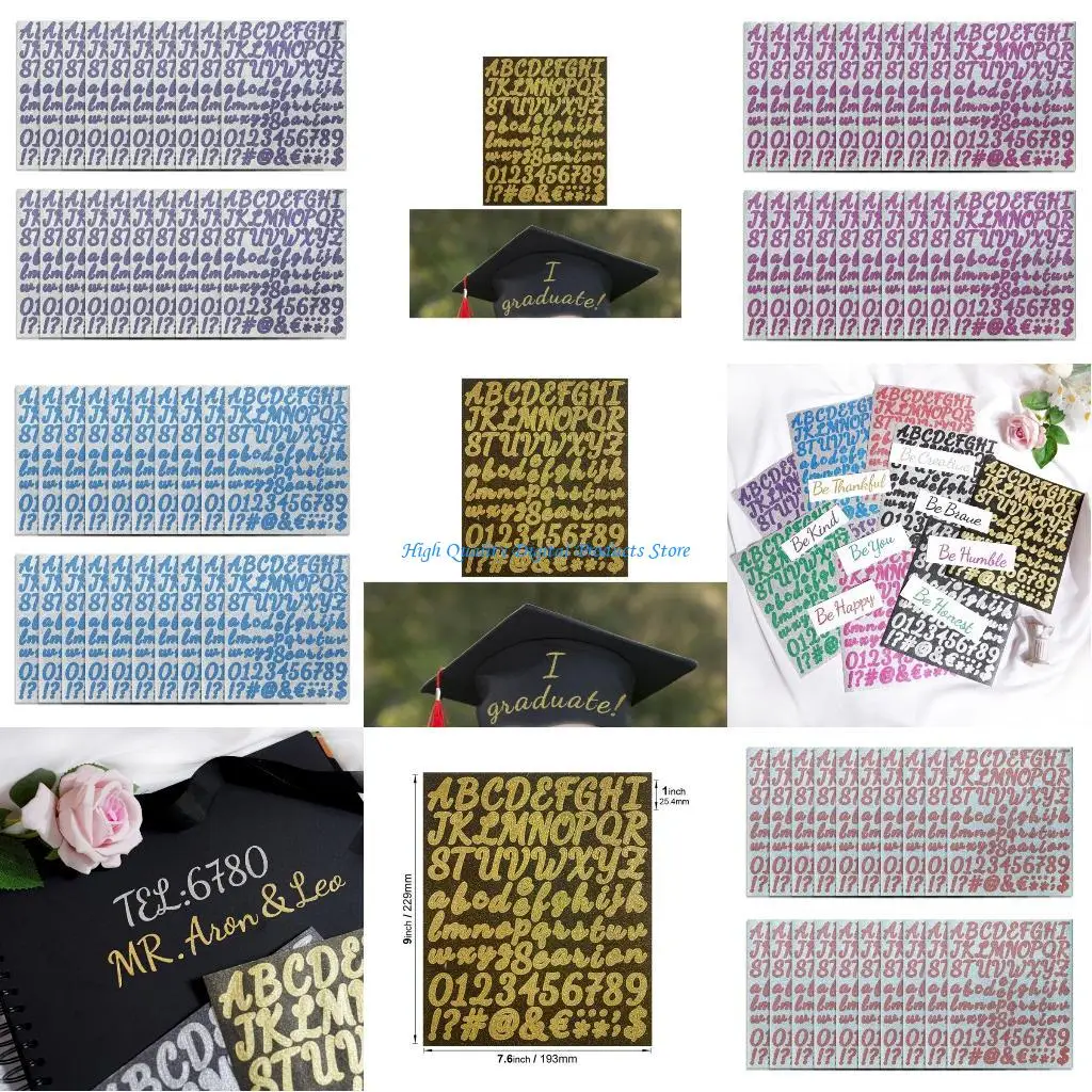 

U2JE 20 листов блестящие наклейки с буквами и номерами для журнала, блокнота, планировщика, скрапбукинга