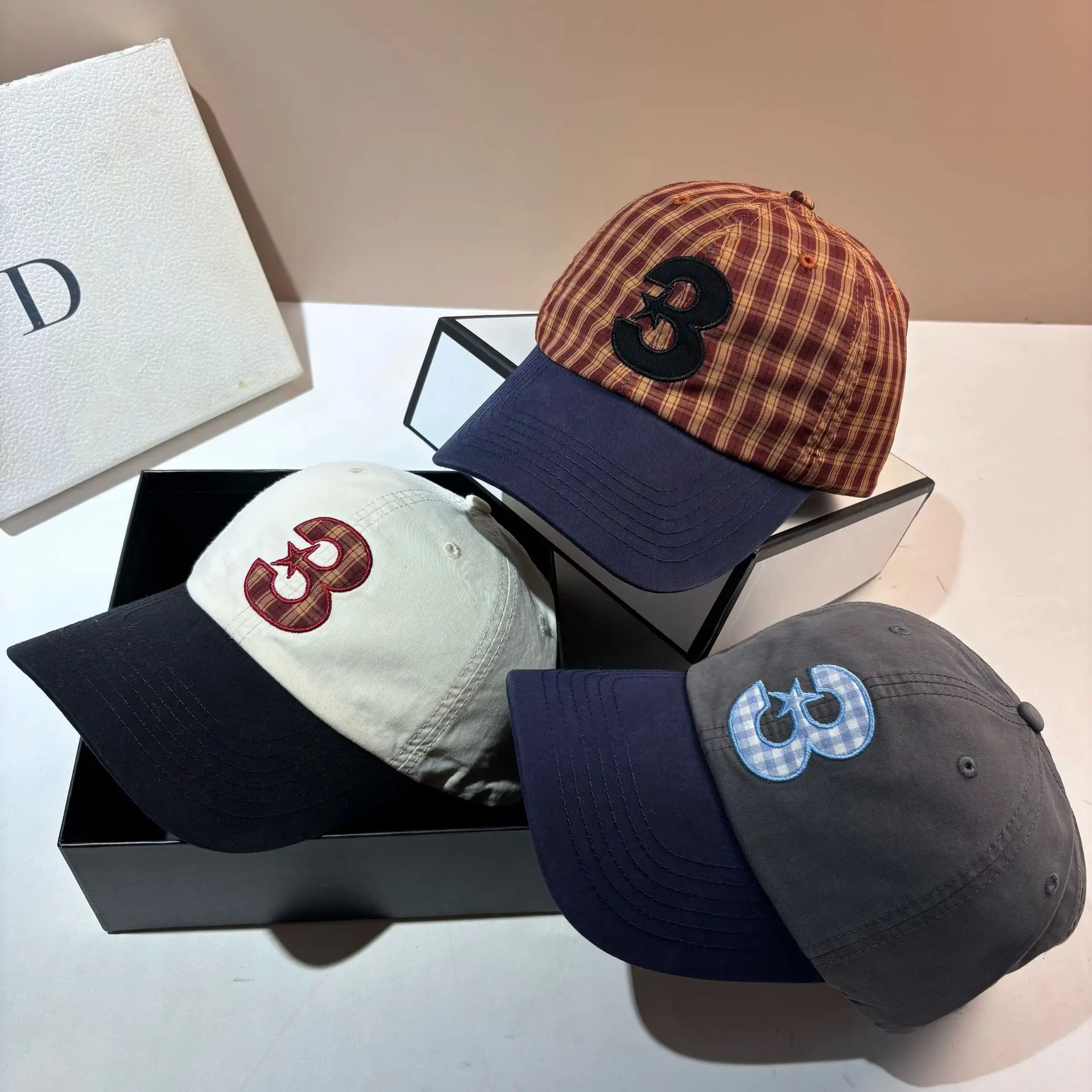 

Luxury Plaid Baseball Caps for Men Women Patchwork Cotton Unisex-Teen Hip Hop Cap Snapback Visor Bone Dad Hat
