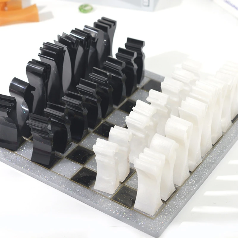 Handmade Chess Set and Checker Game Board Resin Casting Mold International Checkers Toy Silicone Mould Epoxy Resin Craft