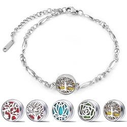 New Aromatherapy Locket Bracelet 12mm Essential Oil Diffuser Perfume Bangles Tree of Life High Quality Stainless Steel Jewelry