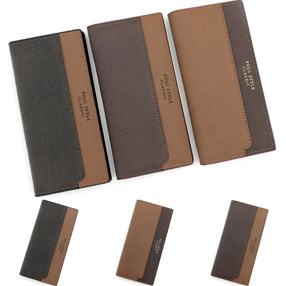 Color Contrast Men's Long Wallet Multi-position Contracted Men Coin Pocket Delicate Multifunction Three Fold Wallet Male