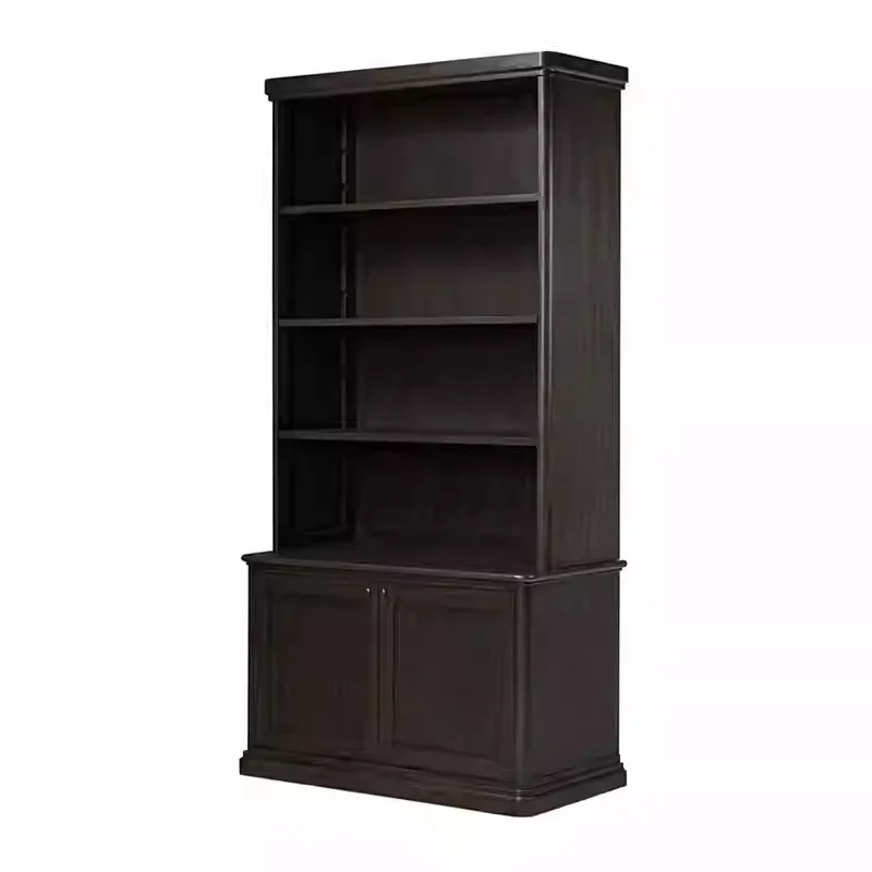 American solid wood study home bookcase open oak storage old storage side cabinet design practical