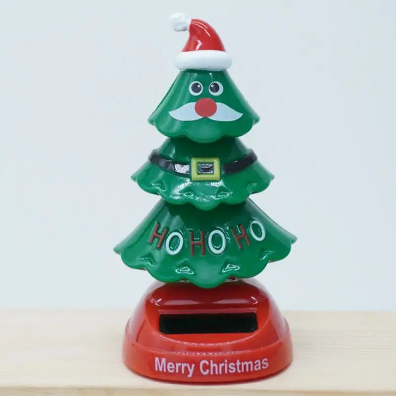 Christmas Solar Bobblehead Solar Dancing Toy Christmas Tree Novelty Car Shaking Head Dancer Doll For Desk And Dashboard Decor