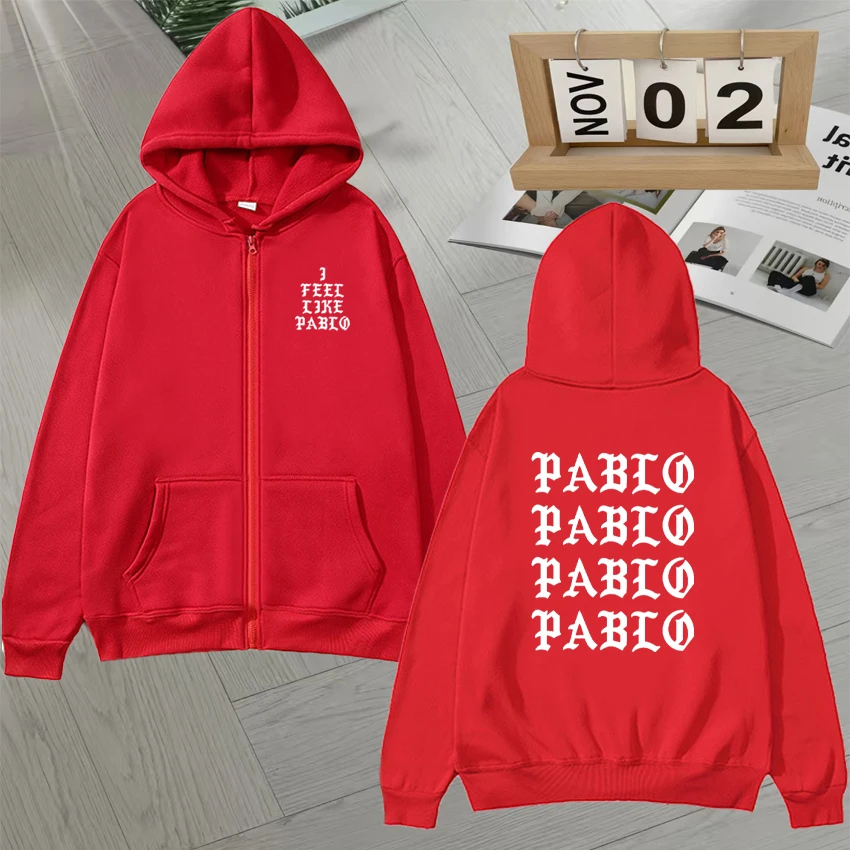 2025 I Feel Like Paul Pablo Kanye West Double Sided Print Zipper Hoodie Men Women vintage Autumn Winter Zip Up Sweatshirt Unisex