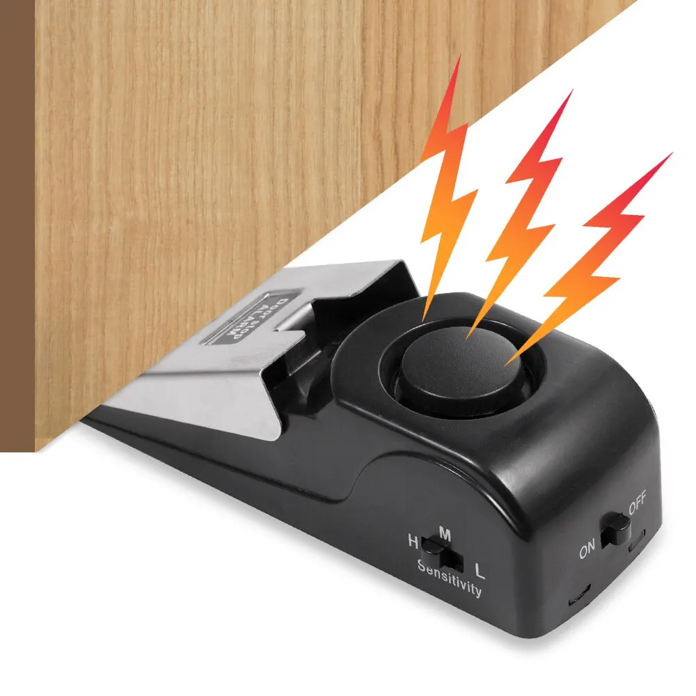 Wireless Door Stop Alarm System 125dB Loud Home Security Anti-Theft Door Block System Portable Doorstop Preasure Alarm