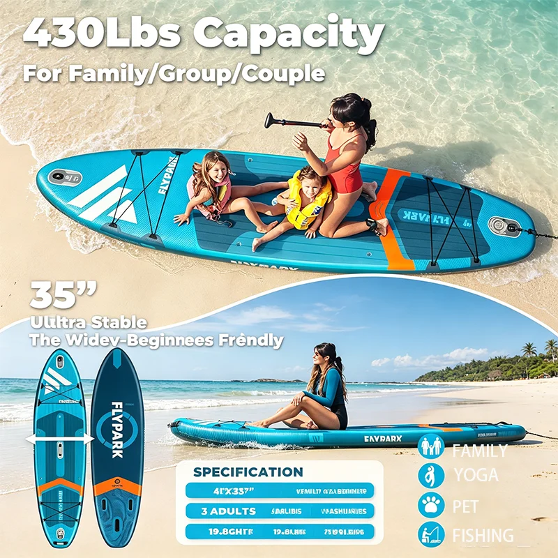 Planche de SUP gonflable extra large 11FT 34" motif méduse, ultra-stable, avec sac étanche 10L, planche à pagaie antidérapante pour adultes