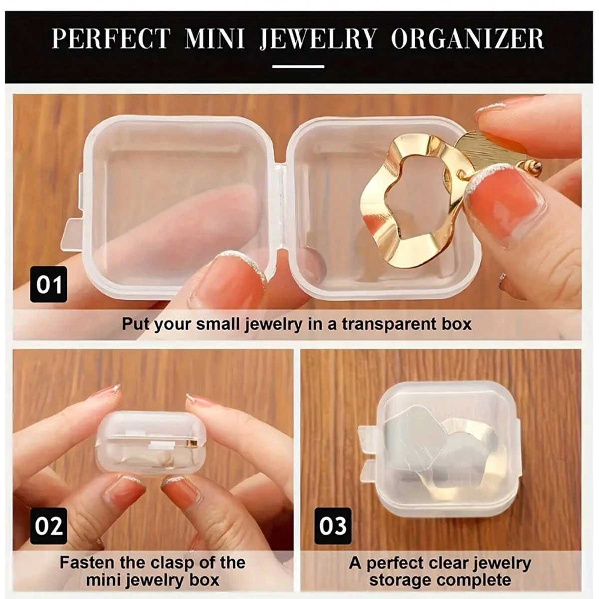 الجملة صندوق تخزين مربع صغير البلاستيك الشفاف غطاء الوجه علبة صغيرة حبة مجوهرات أقراط Dustof تخزين حزمة صناديق