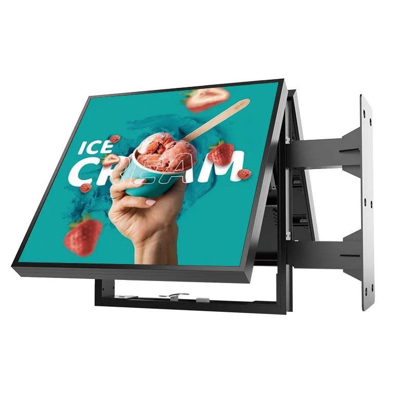 شاشة LED مثبتة على الحائط في الهواء الطلق P2.5 P4 نموذج ملصق رقمي عرض إعلاني الطوطم الحديث للمساحة الخارجية #4