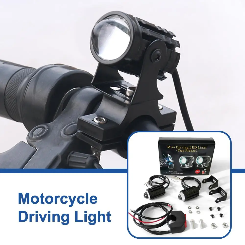 

1set Universal Motorcycle Led Headlight Mini Projector Fog Dual Spotlight Lens Color Driving Light Auxiliary Scooters Car A M0h8