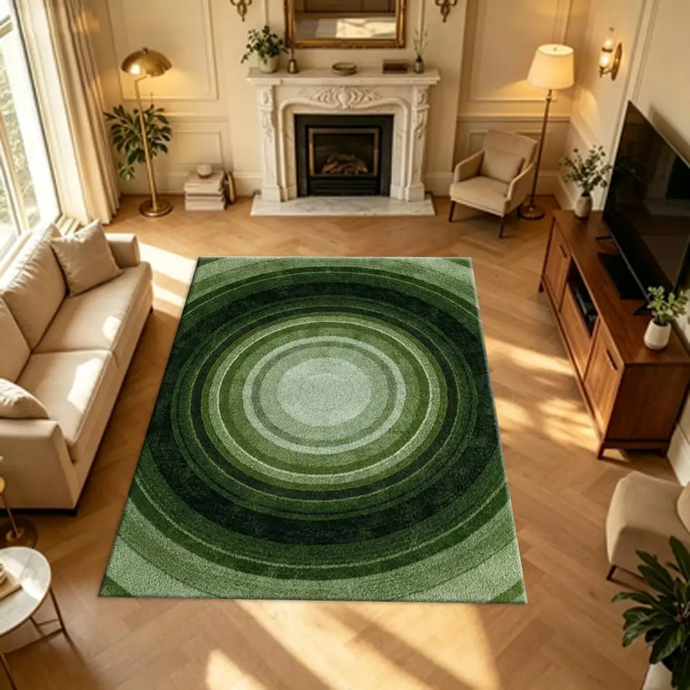 Modern Gradient Concentric Circles Carpet Flooring, Indoor Decorative Square Area Rug for Living Room Bedroom