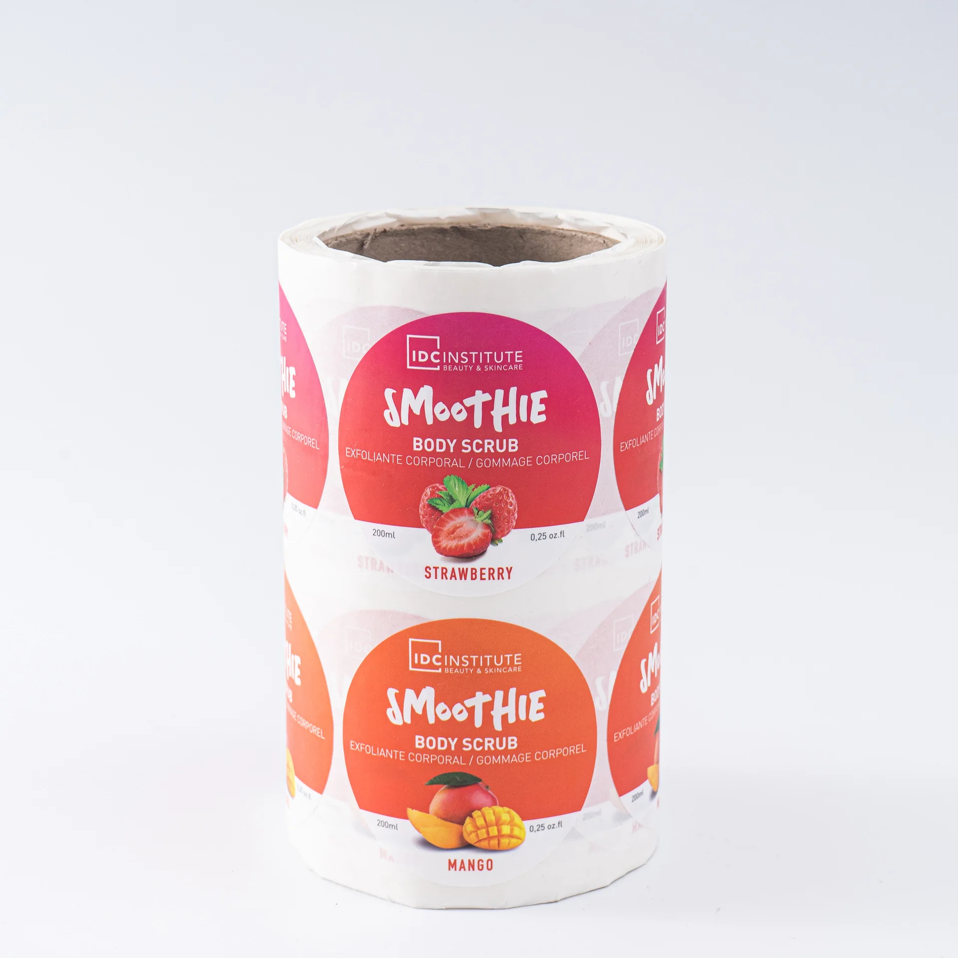 

Customized Circle Body Scrub Packing Adhesive Stickers Waterproof Colorful Printed Washing Shower Bottle Labels