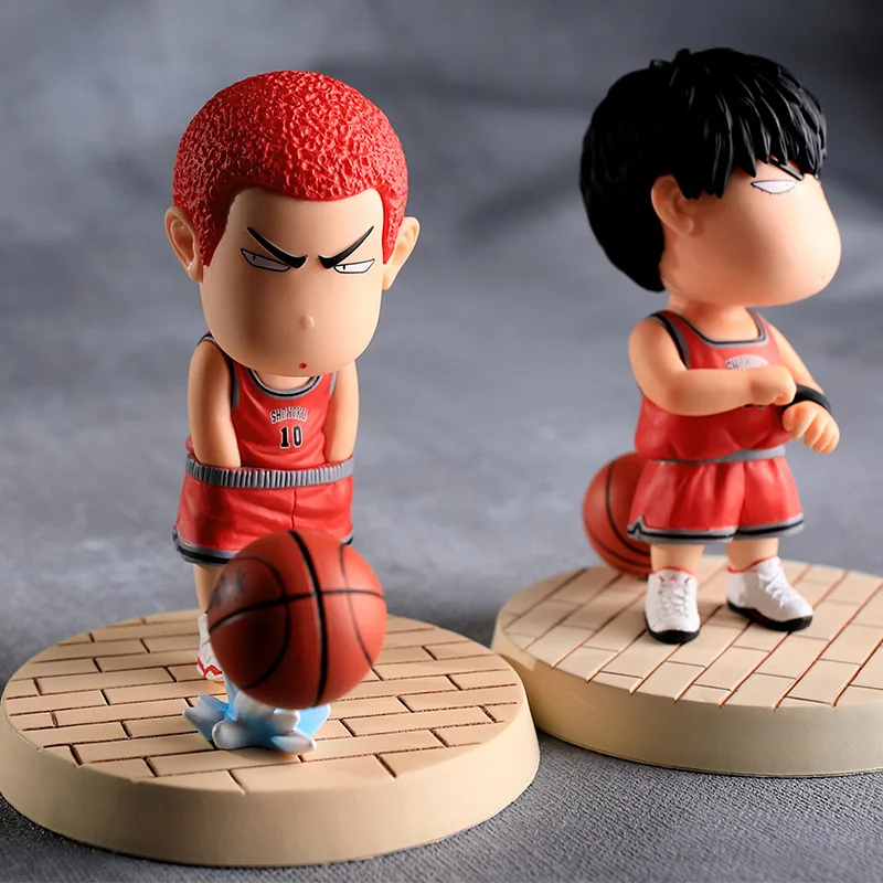 Slam Dunk Q Version Sakuragi Hanamichi Rukawa Kaede Action Figures Model Dolls Car Ornaments Kids Toys Cake Decoration
