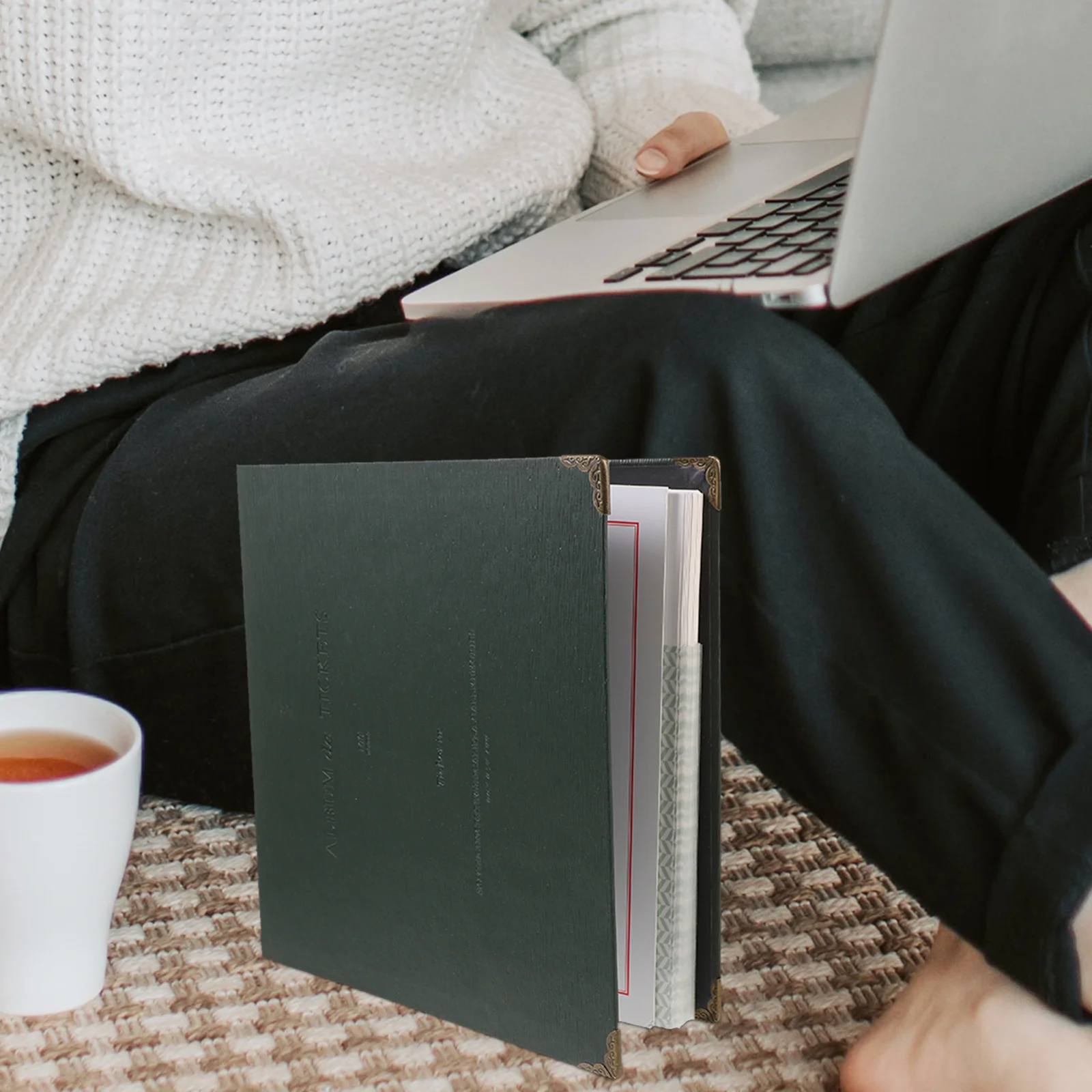 كتاب تخزين إيصالات الصور باللون الأخضر الداكن، مادة ممتازة متينة، مثالية لمكان العمل في المكاتب المنزلية، استخدم كتاب تجميع التذاكر #3