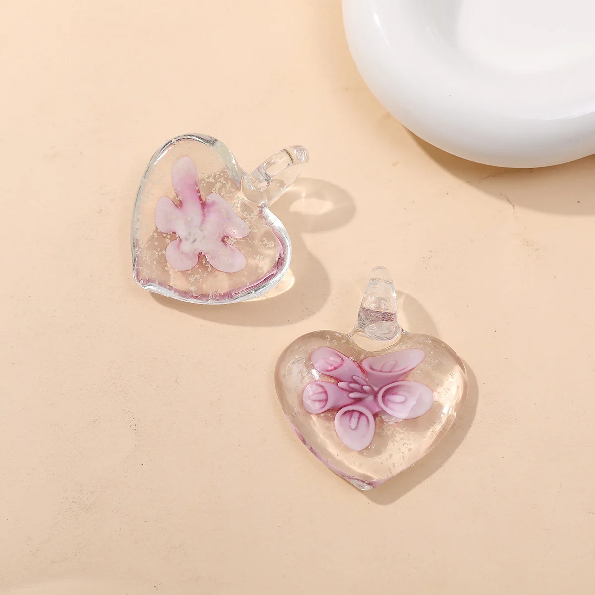 New Handmade Murano Lampwork Glass Clear And Transparent Love Heart Liuli Morning Glory Pendant Fit Necklace Jewelry