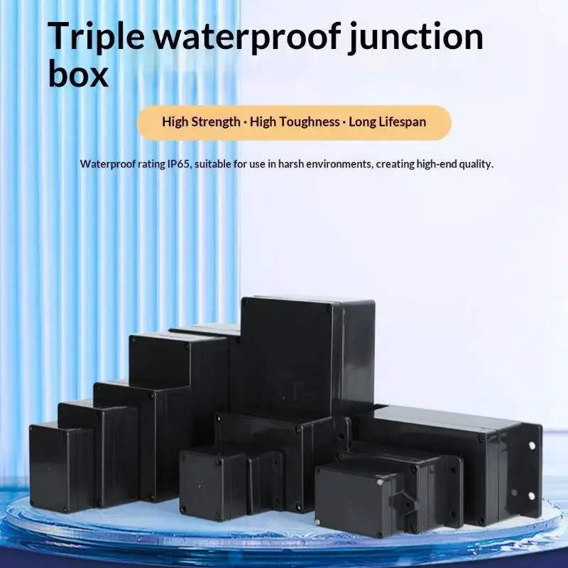1/3Pcs Plastic Electronic Project Instrument Case IP65 Waterproof Black Junction Box Outdoor Container Power Enclosure Tools