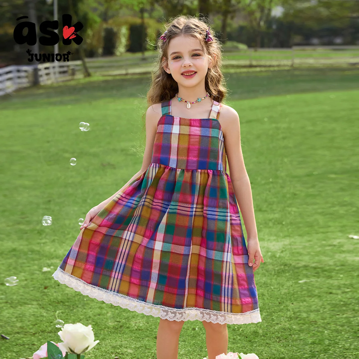 طرح الأطفال الصغار الصيف الفتيات كبيرة الأطفال كتلة اللون الربط طوق الدانتيل حافة بلا أكمام اللباس #5