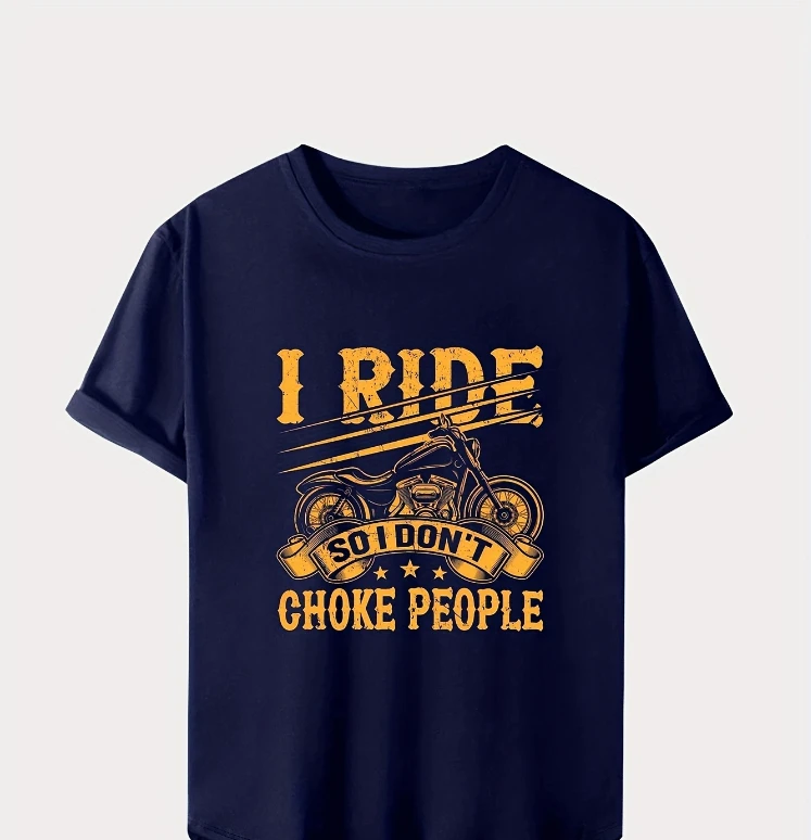 

Printed with retro motorcycle patterns, casual cotton short-sleeved men's printed T-shirt.