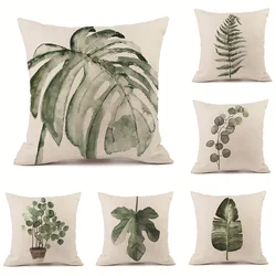 Watercolor Ink Painting Throw Pillow Cover 45x45cm Minimalist Modern Tropical Plants Cushion Cover for Bed Couch Sofa JAF094