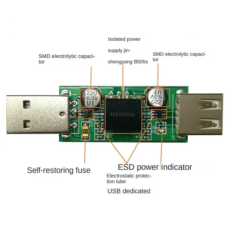 ABDE-10X ADUM3160 USB Isolator Module USB To USB Voltage Isolator Module Support 12Mbps,Used Isolate Noise In Circuit System