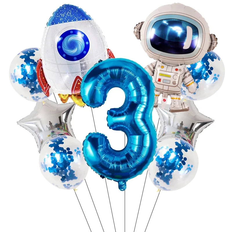 Astronauten-Weltraum-Thema Zahlenballon-Set für Jungen Kindergeburtstag Babyparty Galaxie Weltraum-Dekor Zubehör – Detail 4