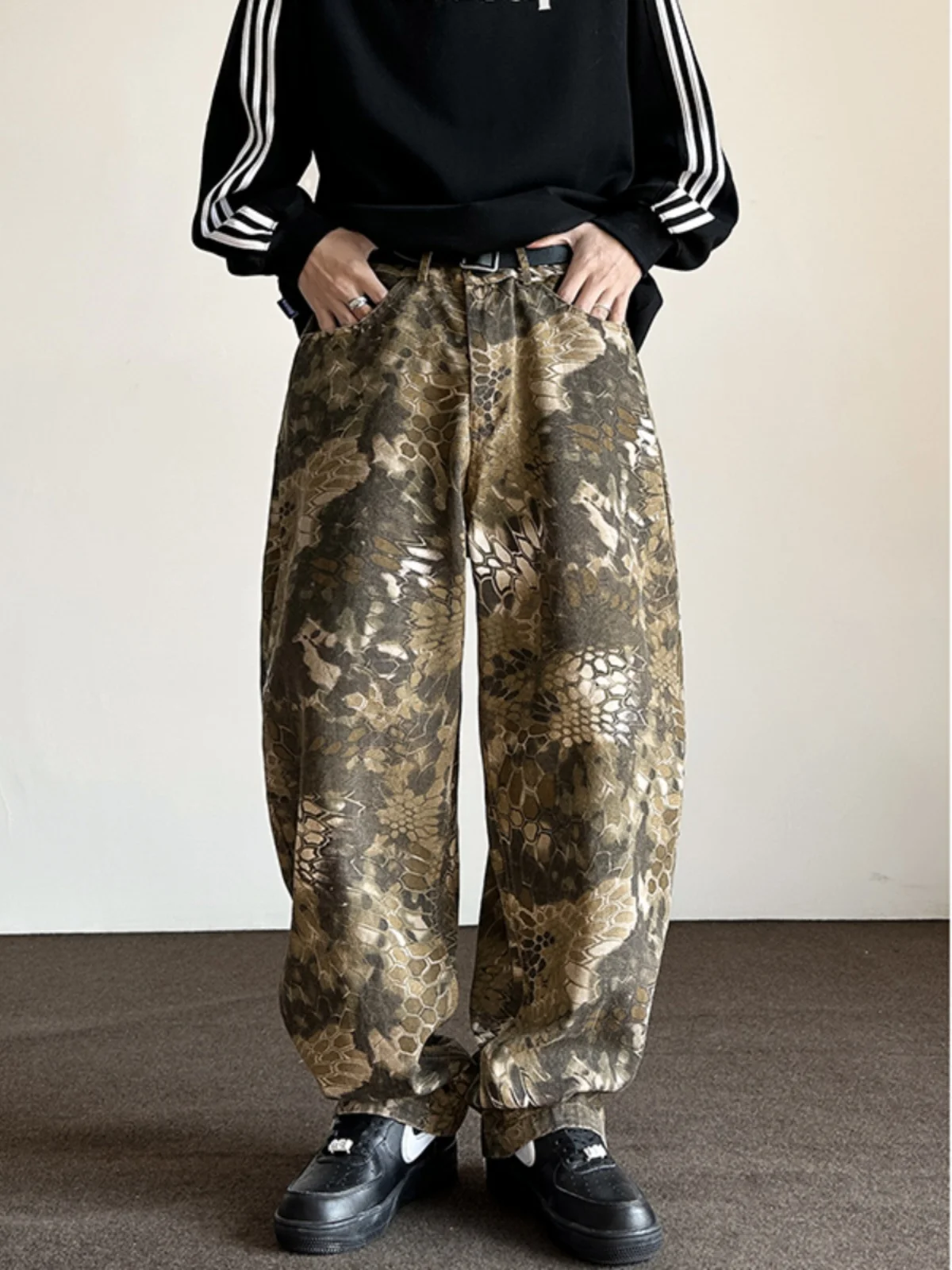 Retro Loose Fit Dad Jeans Men's Spring Street Style Straight Leg Workwear Trousers Casual Long Pants Youth Trend