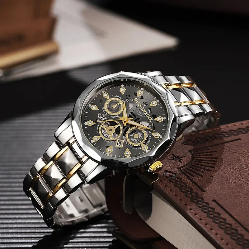

Fashion Men Watch Luminous Casual Quartz Watch for Men Famous Hollow Skeleton Stainless Steel Watches Reloj Hombre Gifts