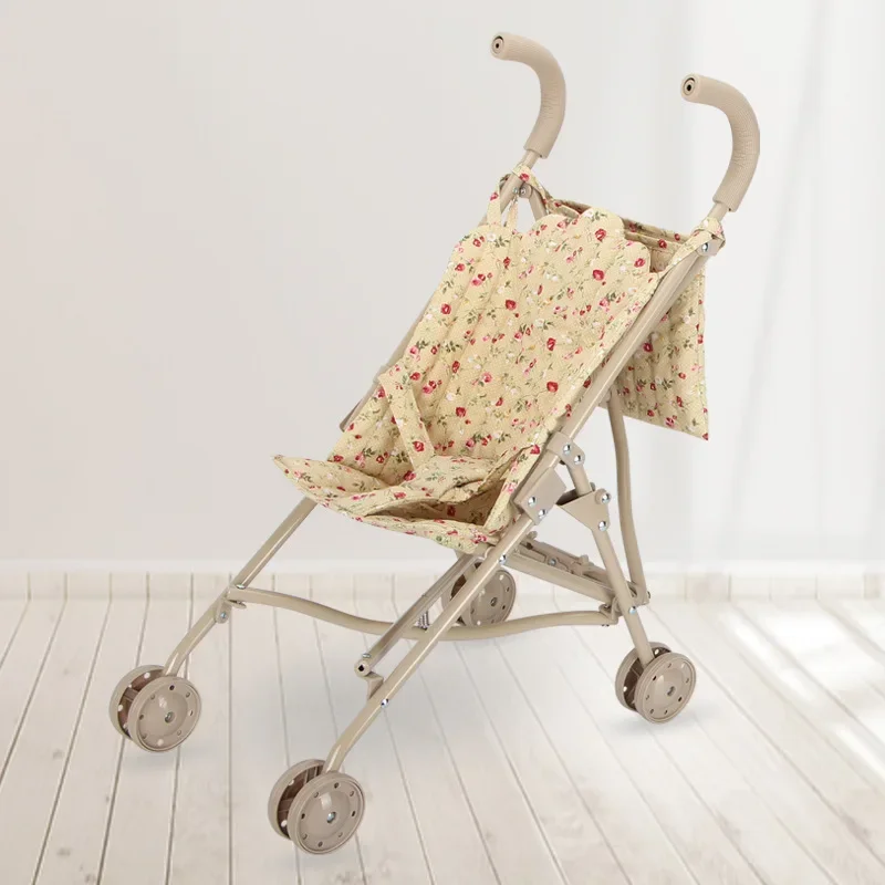 Little Floral Doll Stroller Lightweight for Children Trolley Dolls Play House Toy Trolley