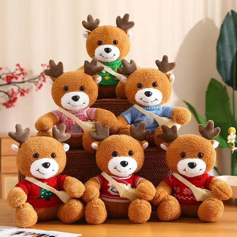 30 ซม.Dressing Elk Plush ของเล่นตุ๊กตาสัตว์ปุยกวางรูปตุ๊กตาหมอนนุ่มสําหรับชายหญิงวันเกิดคริสต์มาส...