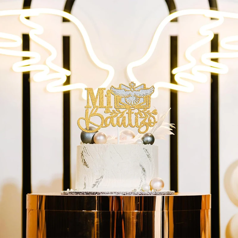 Adorno para tarta con purpurina de mi primera comunión, utilizado para la bendición de Dios, decoración para fiesta de cumpleaños, decoración para tarta, ducha de bautismo