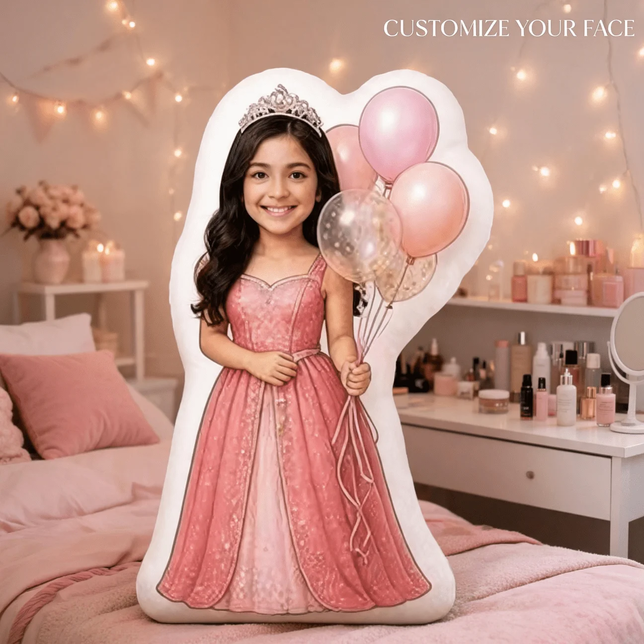 Custom Photo Face Pillow Princess Style Shaped Decorative Cushion Multiple Size Home Decorate Accent Pillow for Sofa Unique Gift