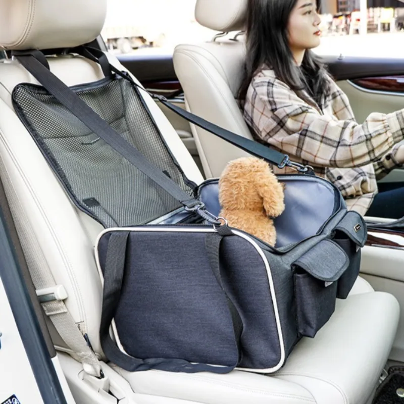 

Crash-Proof Convertible Pet Car Travel Bag - Foldable Dog/Cat Carrier with Safety Buckle & Breathable Mesh