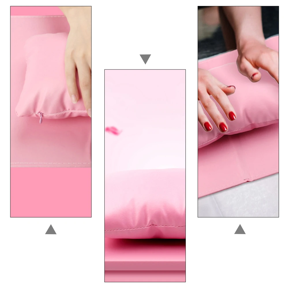 

2 Pieces Nail Art Hand Rest Cushion Set Pink Manicure Hand Pillow Table Pad Salon Supply Washable Mat for Nail Shop Home Use