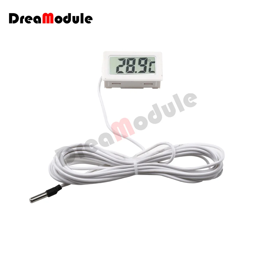 FY-10 LCD Digital Thermometer Sensor Thermometer Aquarium Refrigerator Kit with Cable 3M Suitable for Indoor Measurement