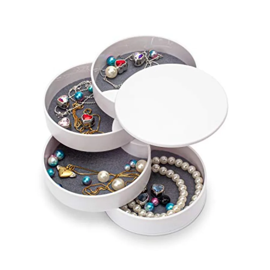 

Jewelry Organizer, Small Jewelry Box Earring Holder for Women Gifts for Mom, Jewelry Storage Box 4-Layer Rotatable Jewelry Acce