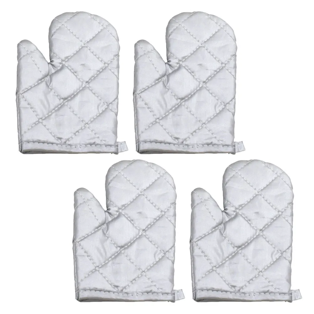 

4 pcs Heat Resistant Gloves Kitchen Finger Mitts Polyester Child Oven Kids Microwave Washable Non Slip Baking Gloves