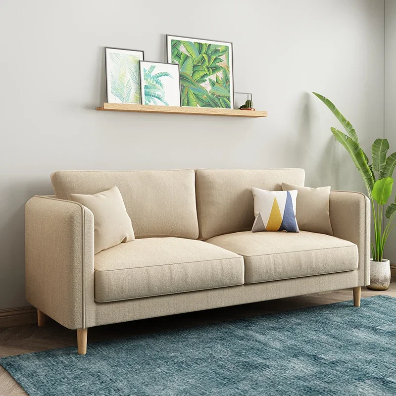 

-Тканевый диван, скандинавская маленькая квартира, простой современный светильник, роскошный аренда, магазин одежды для спальни, двухместный маленький диван для трех человек