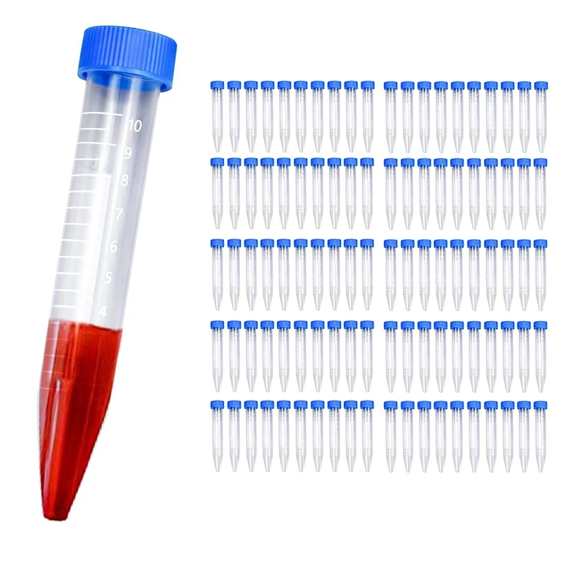 100Pcs 10Ml Multifunctional Plastic Bottle Transparent Tube Sample Storage Container Experimental Centrifuge Tube