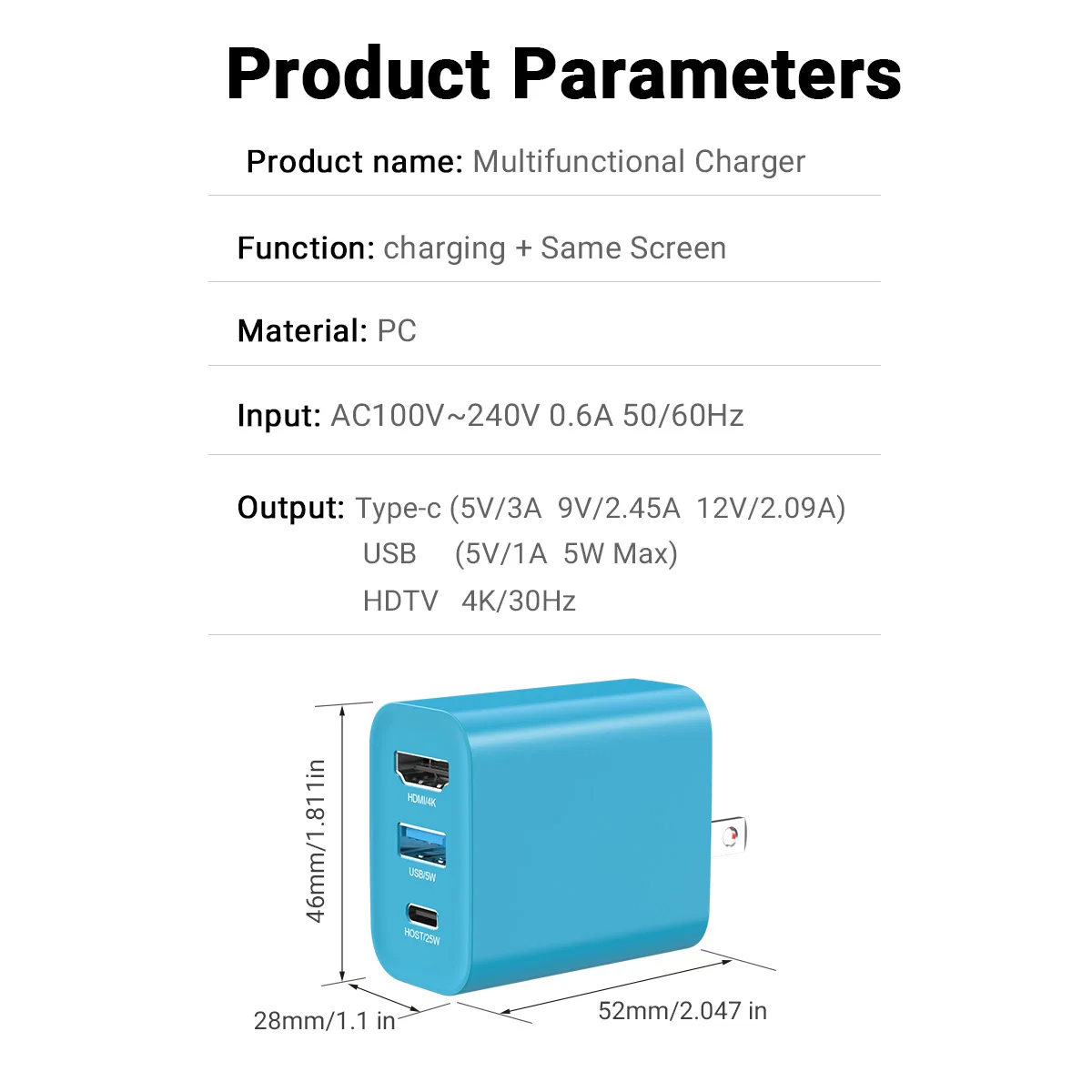 USB-C Docking Station, Carregador Rápido 30W, Estação de Carregamento USB, Adaptador HDMI 4K para iPhone 15 Switch Steam Deck, 3-em-1