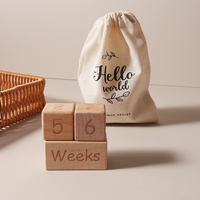 4pcs/set baby beech wooden engraving monthly milestone block baby tree birth gift